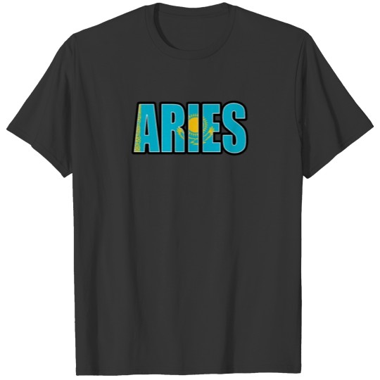 Aries Kazakhstani Horoscope Heritage DNA Flag T-shirt