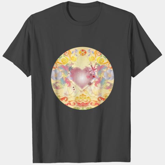 Floral delicate pink heart ornament for Valentine T Shirts