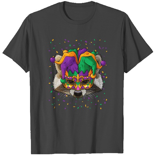 Raccoon Mardi Gras Animal Face Carnival Jester Fes T Shirts