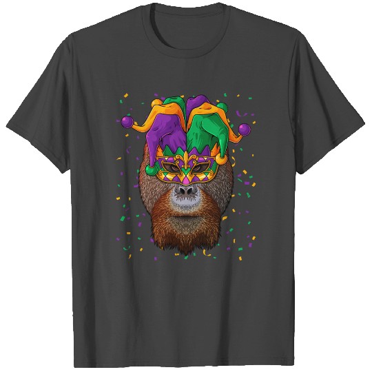 Orangutan Mardi Gras Animal Face Carnival Jester F T Shirts
