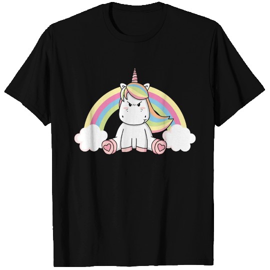 Grumpy Unicorn Evil Bad Mood Unicorn Rainbow T Shirts