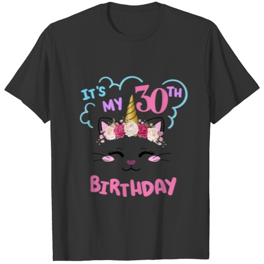 30th Birthday Girl Outfit Unicorn Cat T Shirts