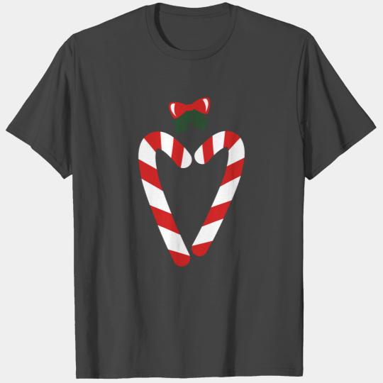 beautiful christmas candy canes in love heart with T Shirts
