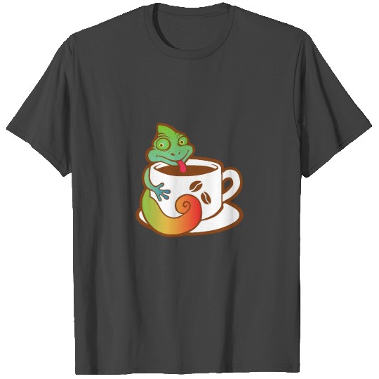 Chameleon drink coffee Colorful Coffee Lover Gift T Shirts
