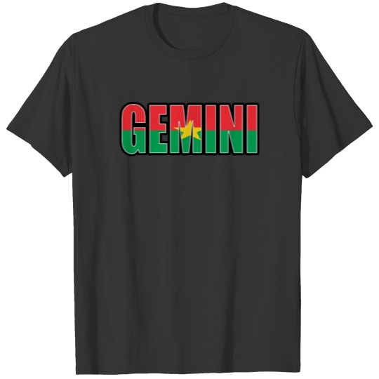Gemini Burkina Faso Horoscope Heritage DNA Flag T-shirt