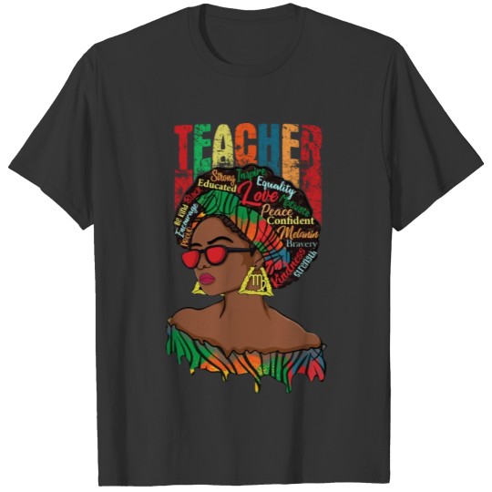 Teacher Afro African American Black History Month T Shirts