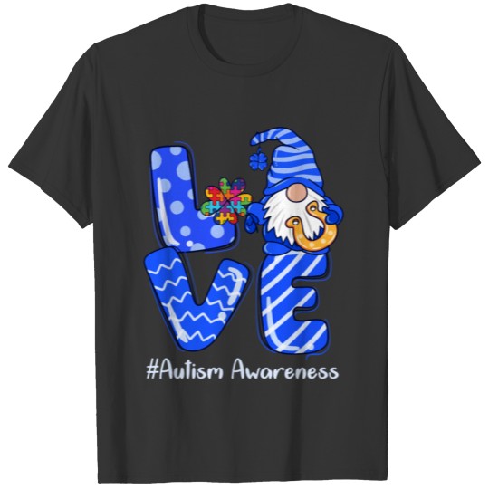 Gnome Love Autism Puzzle Shamrock T-shirt