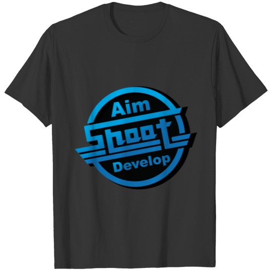 Aim Shoot Develop Metal Logo Sticker T-shirt