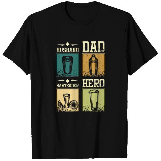 Husband Dad Bartender Hero T Shirts