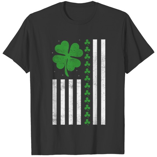 St. Patrick's Day flag with stripes and shamrock T-shirt