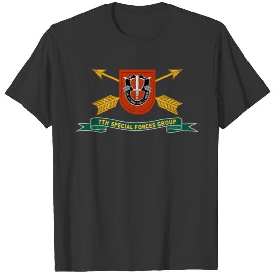 Army 7th Special Forces Group Flash w Br Ribbon T Shirts