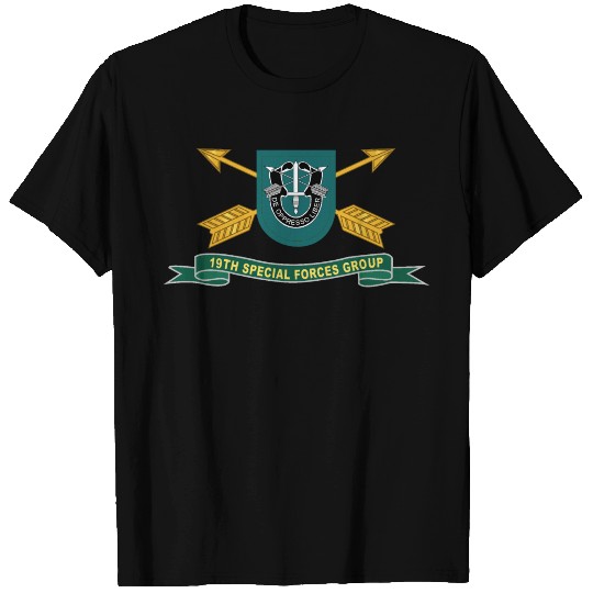 Army 19th Special Forces Group Flash w Br Ribbon T Shirts
