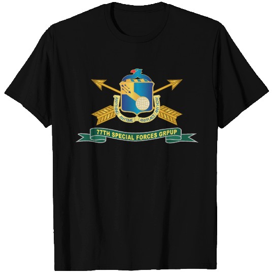Army 77th Special Forces Group DUI Br Ribbon T Shirts