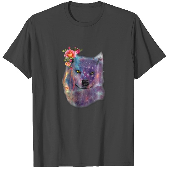 S For Women And Girls Graphic Galaxy Wolf Gift T Shirts