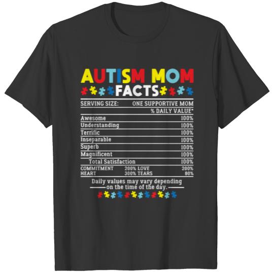 Autism Mom Facts One Supportive Mom Awareness puzz T-shirt