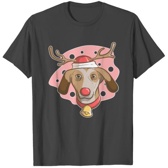 Christmas American Foxhound Wearing Deer Antlers T Shirts