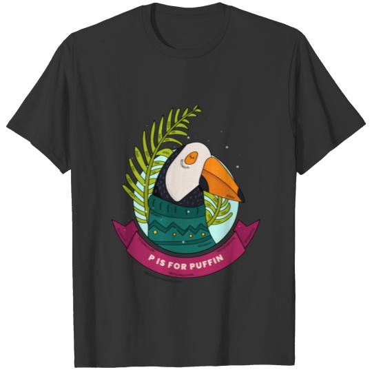 P is for Puffin bird T Shirts