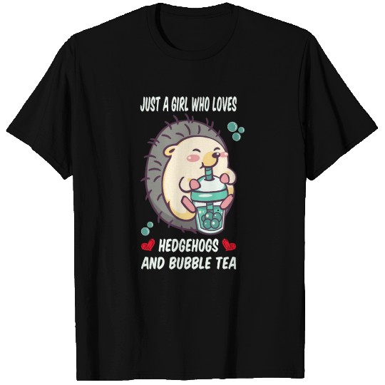 Kawaii Bubble Tea Hedgehog funny Boba-Tea T Shirts