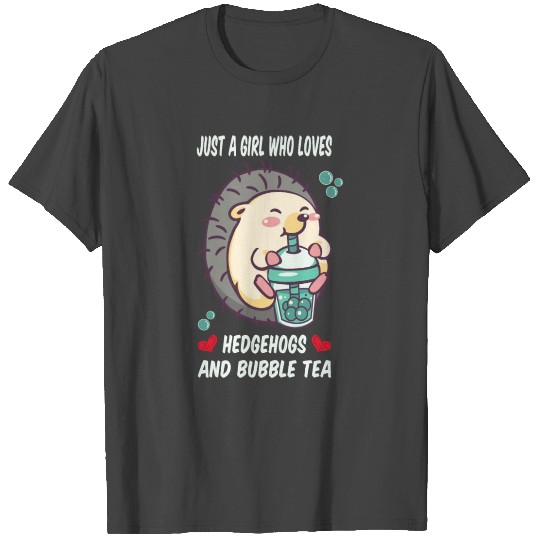 Kawaii Bubble Tea Hedgehog funny Boba-Tea T Shirts