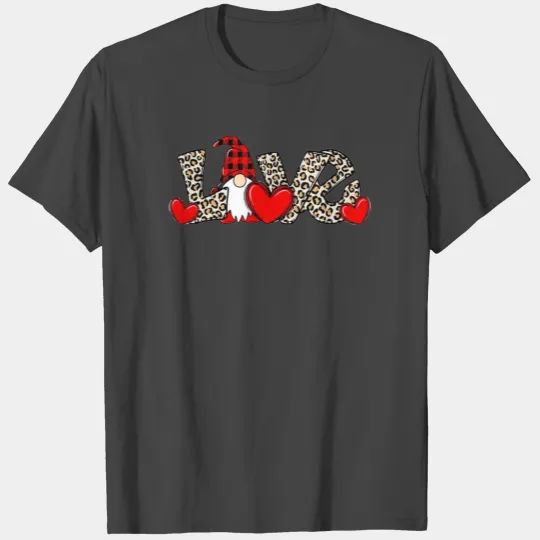 Love Gnomes Leopard Plaid Heart Valentine Clothes T Shirts