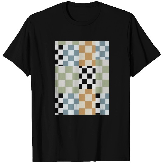 Mismatch Checkerboard Pattern Classic T Shirts