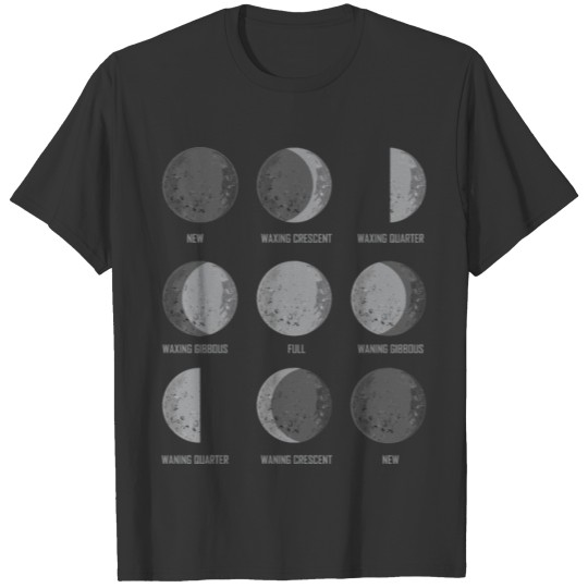 Space Lover Adult Moon Lunar Phases Astronomy T-shirt