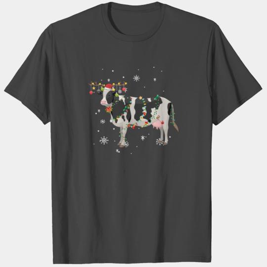 cow Funny Cow Reindeer Christmas Lights Pajama fun T Shirts