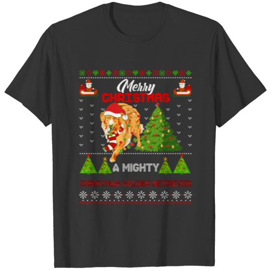 Golden Retriever Dog Light Mighty Christmas Tree X T-shirt