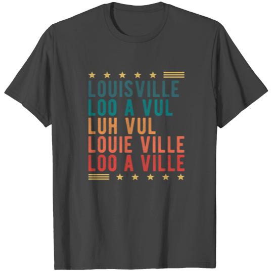 Retro Style Louisville Kentucky Skyline T Shirts