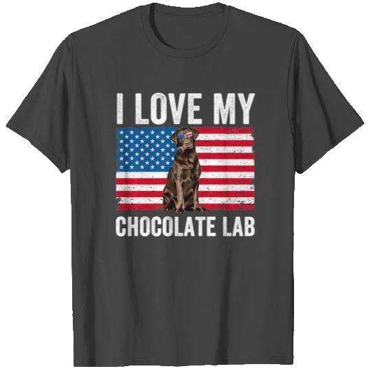 I Love My Chocolate Lab Labrador Dad Mom USA T Shirts