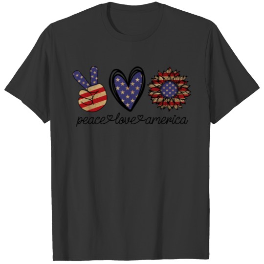 Peace Love America Sunflower T-shirt