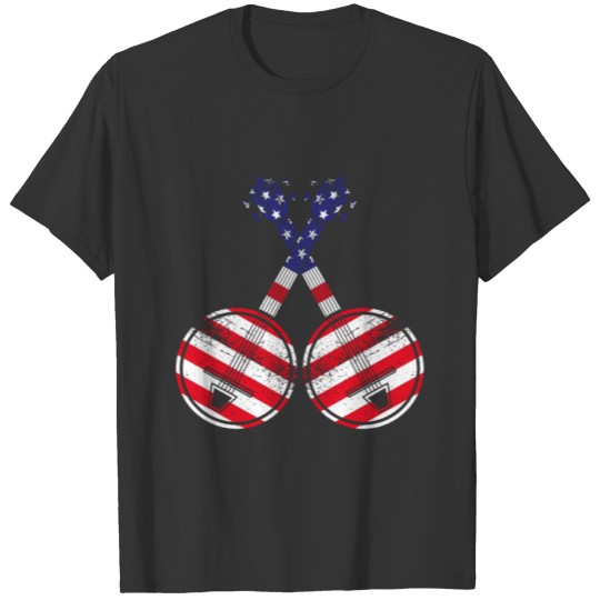 American Flag 4th Of July Vintage USA Flag Banjo T-shirt