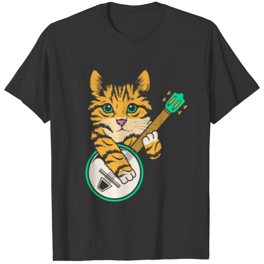 Bluegrass Banjo Music Funny Cat Banjo T-shirt