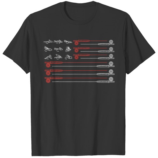 Fly Fishing American Flag Red White T-shirt