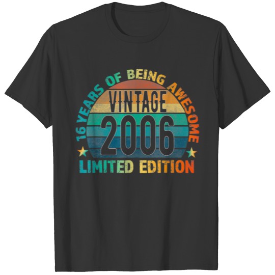 16th Birthday Gift Boys Vintage 2006 16 Years Old T-shirt