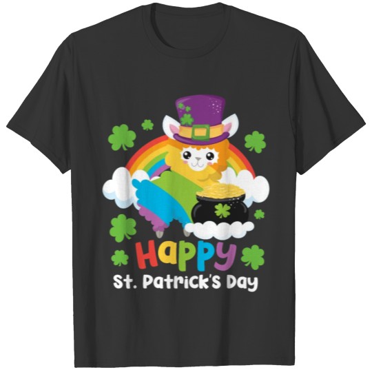 Rainbow Llama Leprechaun St Patricks Day Lucky T-shirt