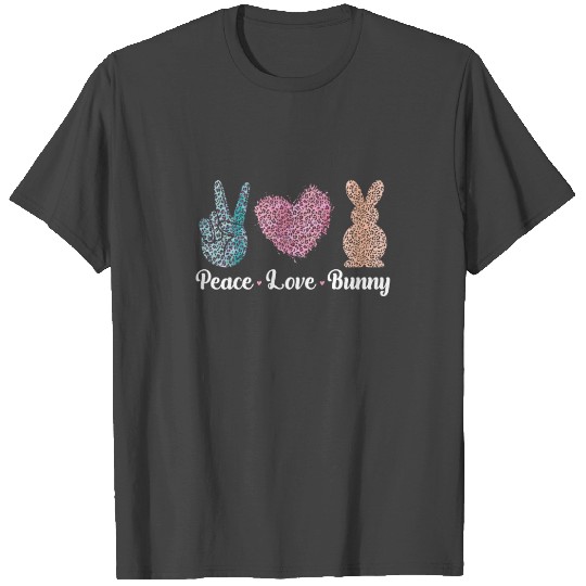 Love Peace Bunny Women Leopard Easter T Shirts