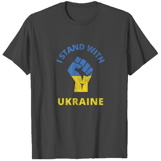 I stand With Ukraine Flag - Fist - Distressed look T Shirts