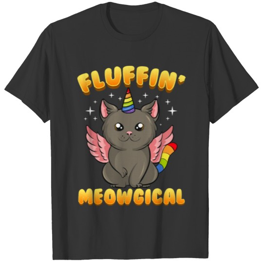 Black Cat Kitty Christmas Fluffin Meowgical Catico T-shirt