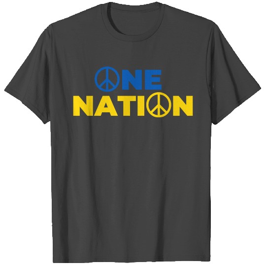 One Nation Peace Sign (Ukraine Colors) T Shirts