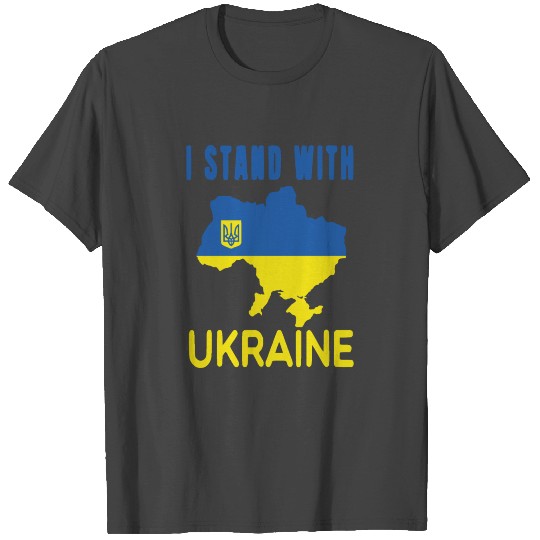 I Stand with Ukraine T Shirts Border Map Supporter