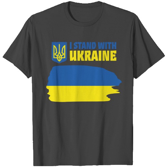 I Stand with Ukraine T Shirts Flag Yellow Blue Color