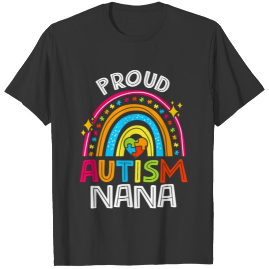 Proud Autism Nana Awareness Funny Rainbow Puzzle T-shirt