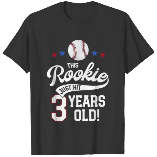 Baseball Birthday Party This Rookie Just Hit 3 T-shirt