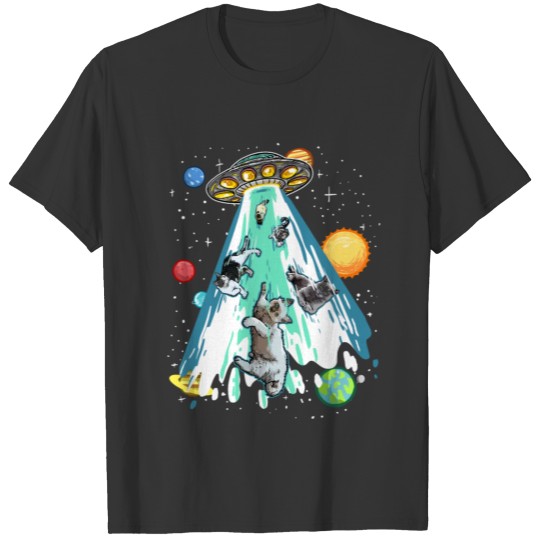 Cats Being Abducted Cat UFO Alien T-shirt