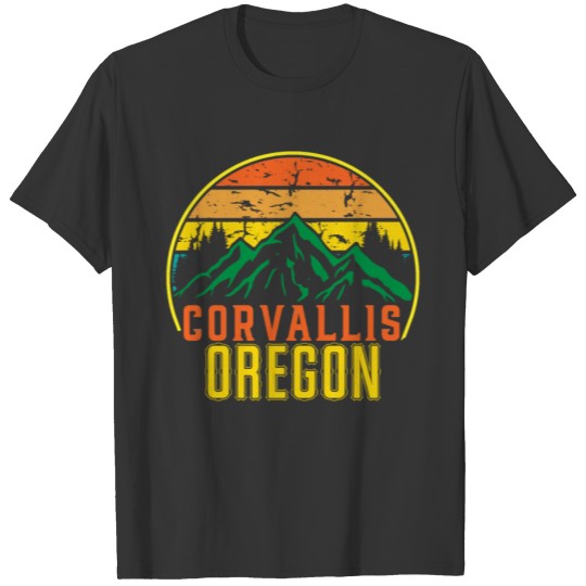 Oregon Corvallis Vintage Mountains Nature Hiking T Shirts