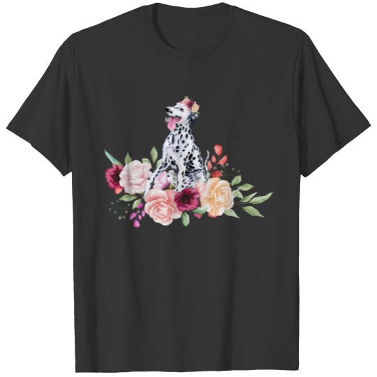 Dog floral dalmatian T Shirts