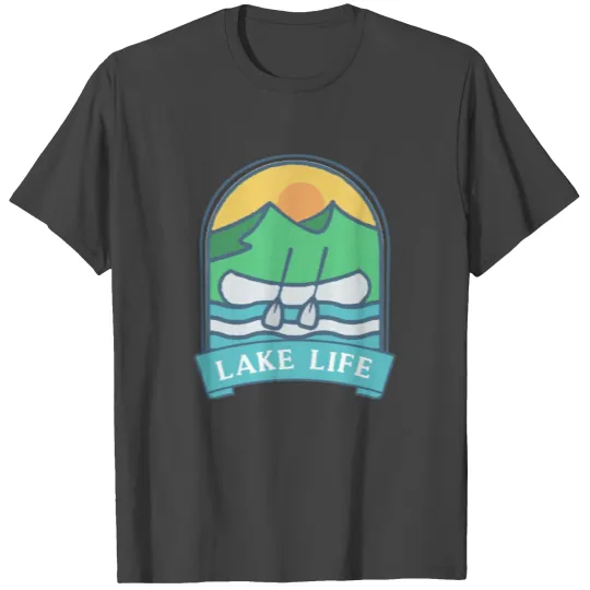 lake life design with canoe T Shirts