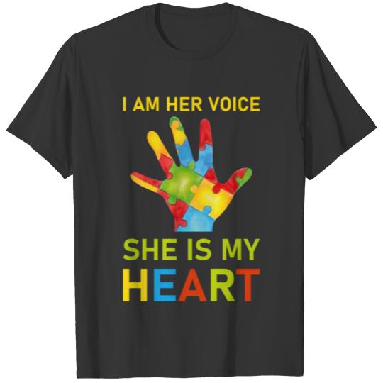 I Am Her Voice She Is My Heart Autism T-shirt