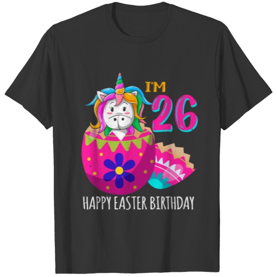 26 Year Old Age Birth Kawaii Unicorn Easter Sunday T-shirt
